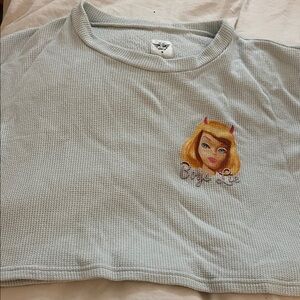 Boys Lie cropped waffle tee with devil Barbie